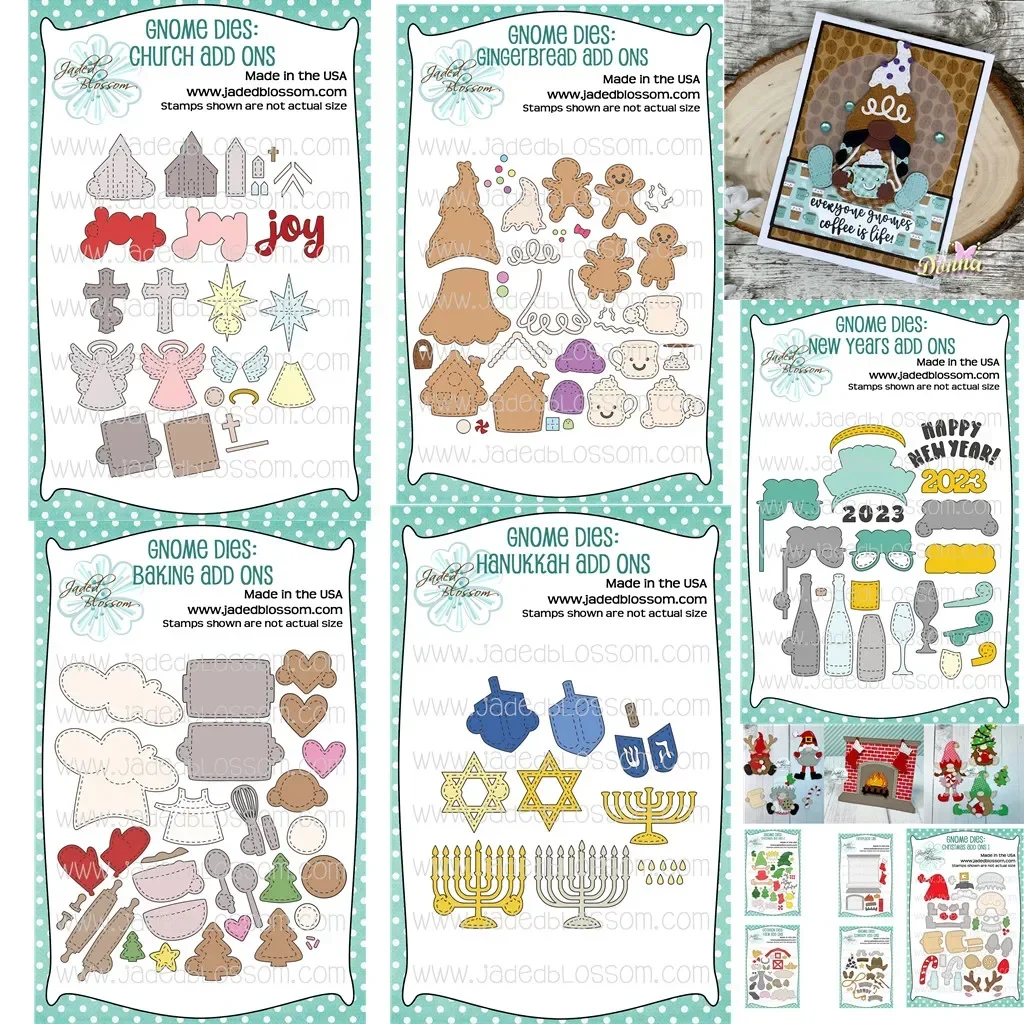 

Happy New Years Gnome Metal Cutting Dies Scrapbooking Photo Album Decorative Embossing DIY Make Paper Greeting Cards Crafts