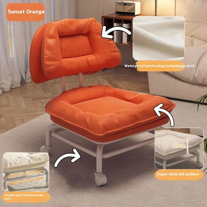 Lazy Person Backrest Chair Home Goods Bench Universal Wheel Round Stool With Child Artifact Small Stool Pulley Low Stool Gift