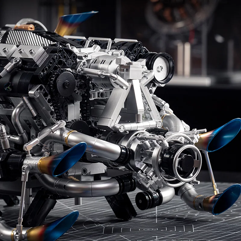 كتلة بناء محرك Batmobile V8 الكهربائية، نموذج تجميع عالي الصعوبة لمحاكاة كبيرة الحجم #5