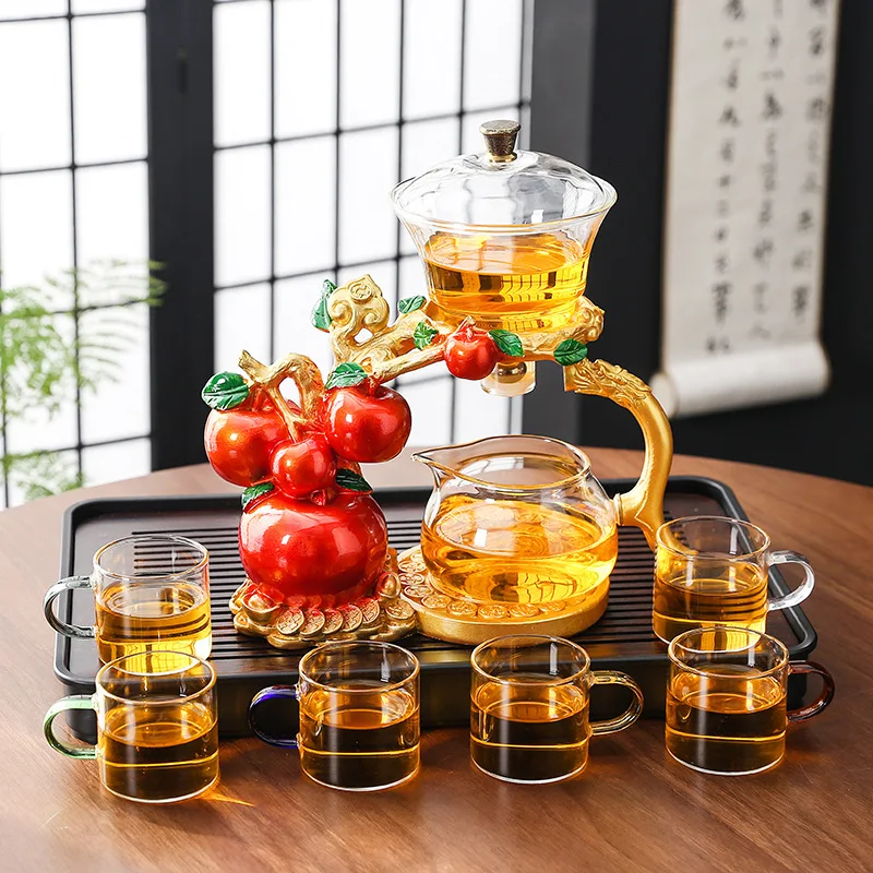 Glass Automatic Tea Brewer Set Magnetic Self Brewing Teapot Drinkware