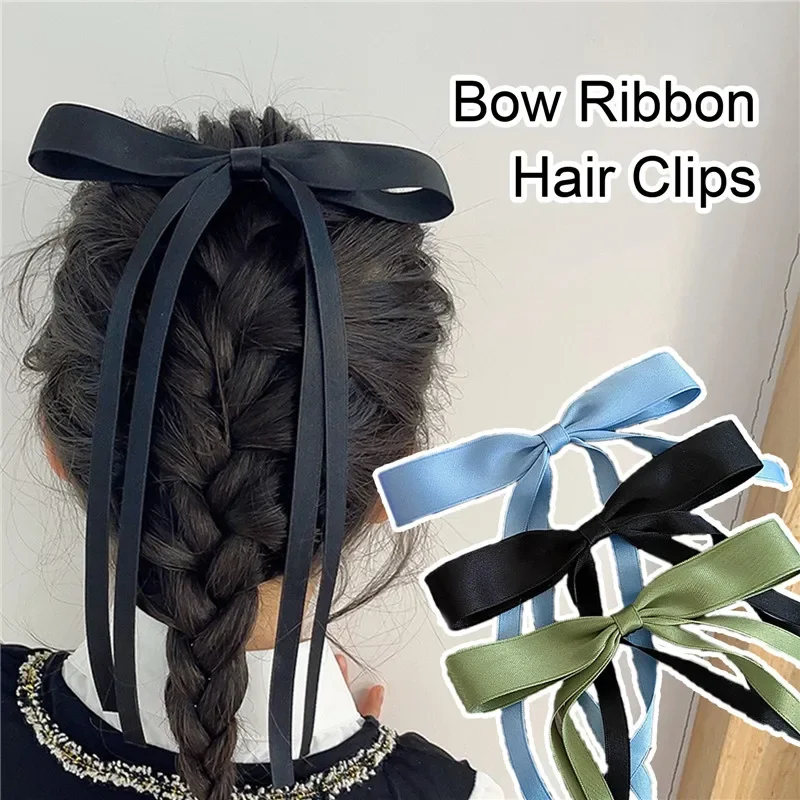 Korean Fabric Hair Bow Hairpin Clips for Women Girls Ribbon Hair Clips Black White Bow Top Clip Female Hair Accessories New Gift