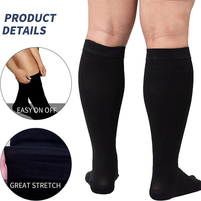 5 Pairs Plus Size Compression Socks For Men Women Running Jump Rope Yoga Plus Size Sports Hiking Gym Weight Loss Socks 2XL-4XL