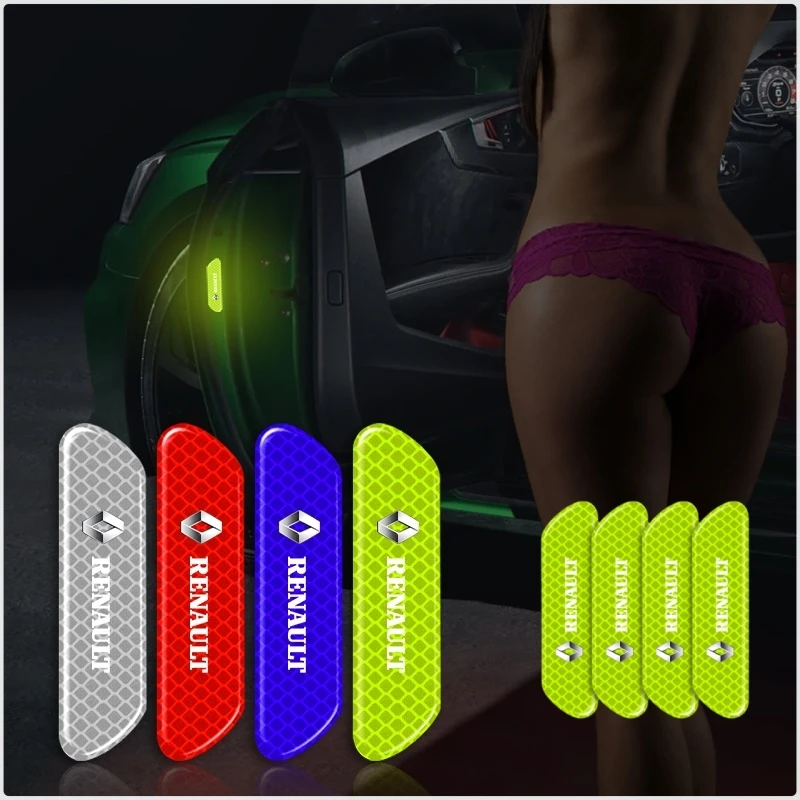

4pcs Car Door Reflective Strips security Warning Stickers For Renault Megane 2 Twingo Clio Talisman Captur Trafic Kwid Scenic 2