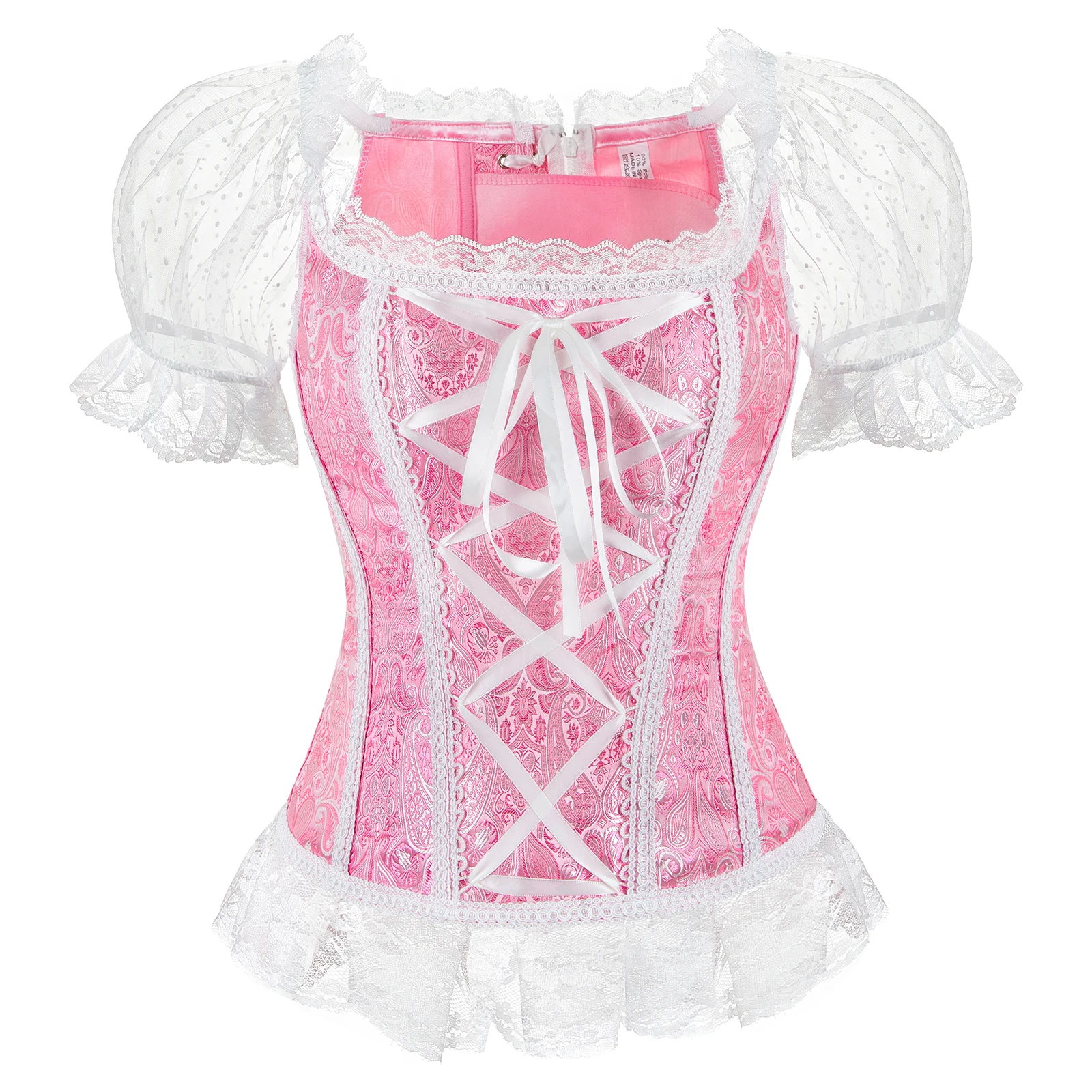 Retro Renaissance Corset Princess Palace Clothing Transparent Shoulder Sleeves Lingerie Bodyshaper straps