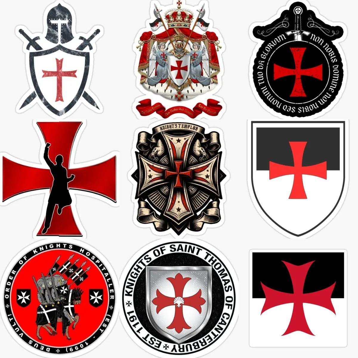 Knight Templar Crusader Red Cross Deus Vult Badge Sticker Assecories for Wall Car Window Bumper Truck Motorcycle Off-road Fridge