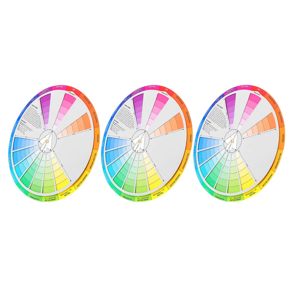 

3pcs Wheel Small Mixing Guide Standard Learning Board For Painting Drawing Art Supplies Color Chart Rotatable Color Wheel For