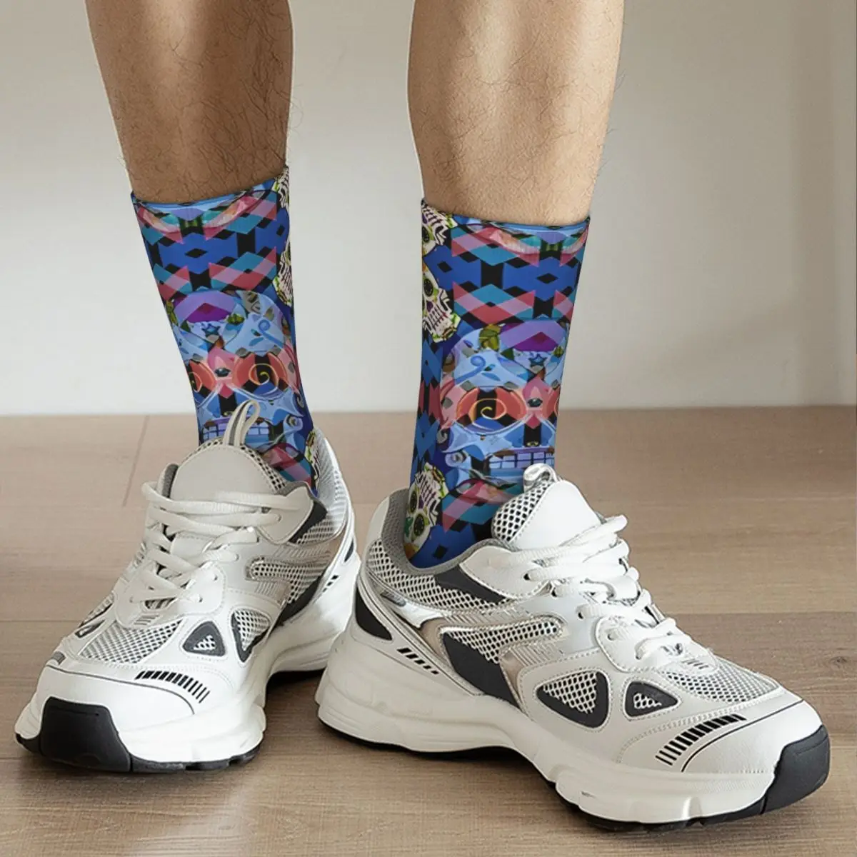 Calzini da uomo Sugar Vintage Harajuku Skulls Street Style novità Seamless Crew Sock