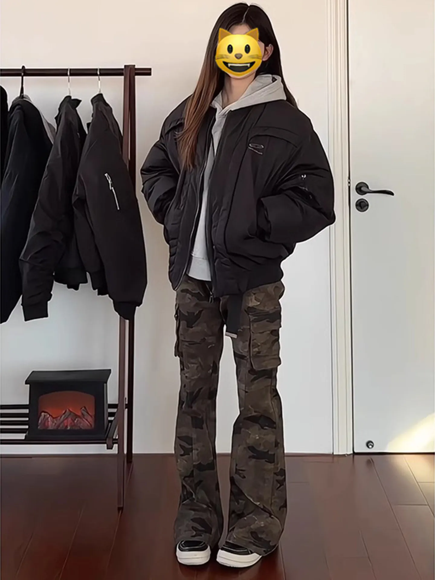 

American Retro Camouflage Workwear Pants Men's Spring Autumn High Waist Straight Leg Jeans Slimming Micro Flared Trousers