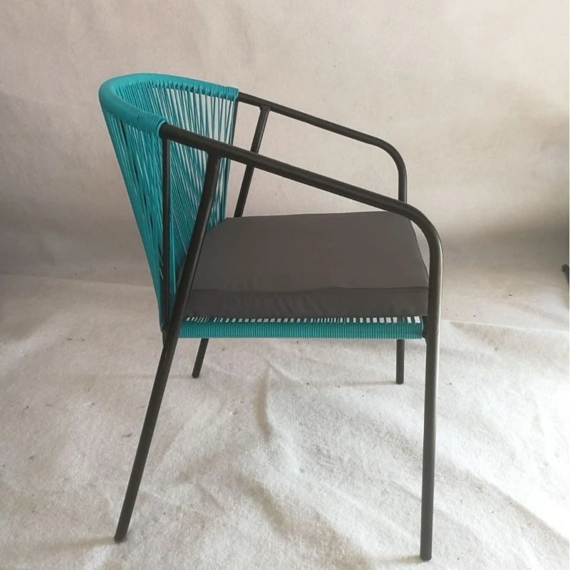 

Balcony rattan woven blue Haitian chair Nordic retro courtyard terrace home decoration leisure chair