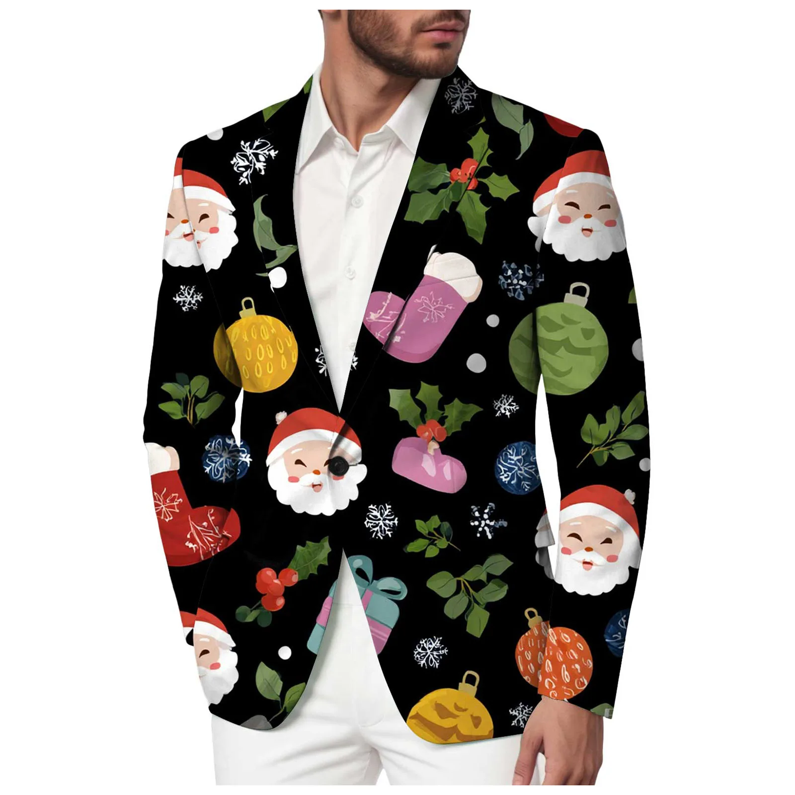 

Смокинг для мужчин, мужской костюм из трех предметов, куртка с рождественской снежинкой, рождественской елкой и снеговиком, подплечники, костюм с розой для мальчиков