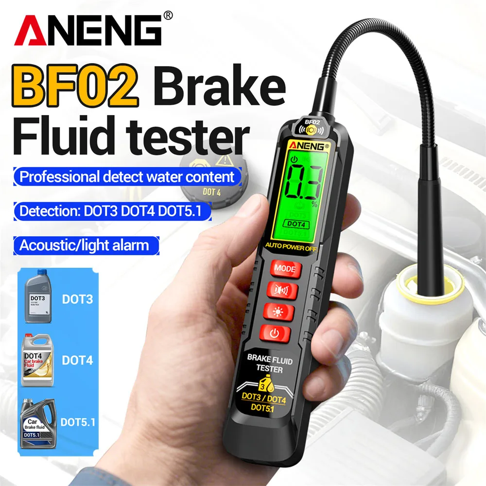 

Тестер тормозной жидкости, автоматическое тестирование тормозов для DOT3/4/5.1, анализ тормозного масла, проверка качества и влаги ANENG BF02, инструменты для диагностики автомобиля