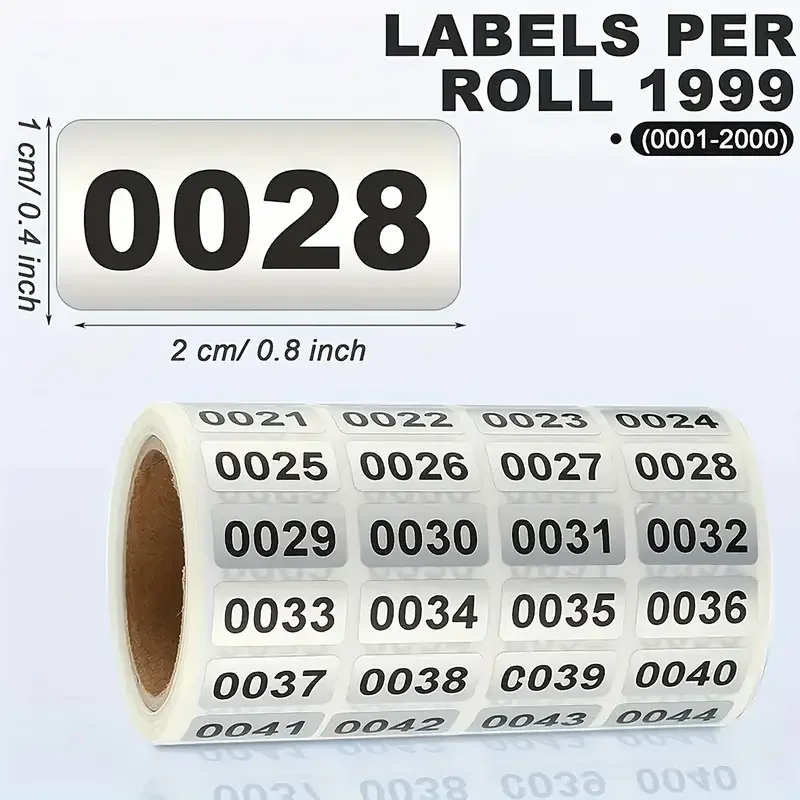 

Number Sticker 0001-2000 Stock Number Sticker Label Self-Adhesive Vinyl Label Waterproof Store and Sort Labels