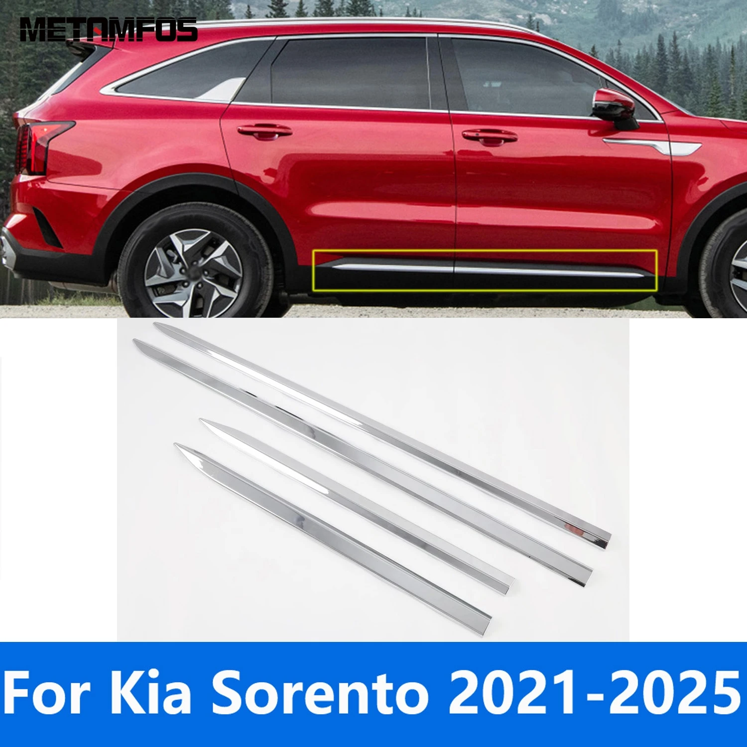 

For Kia Sorento MQ4 2021-2024 2025 Carbon Fiber Door Side Line Strip Body Skirt Molding Trim Sticker Accessories Car Styling