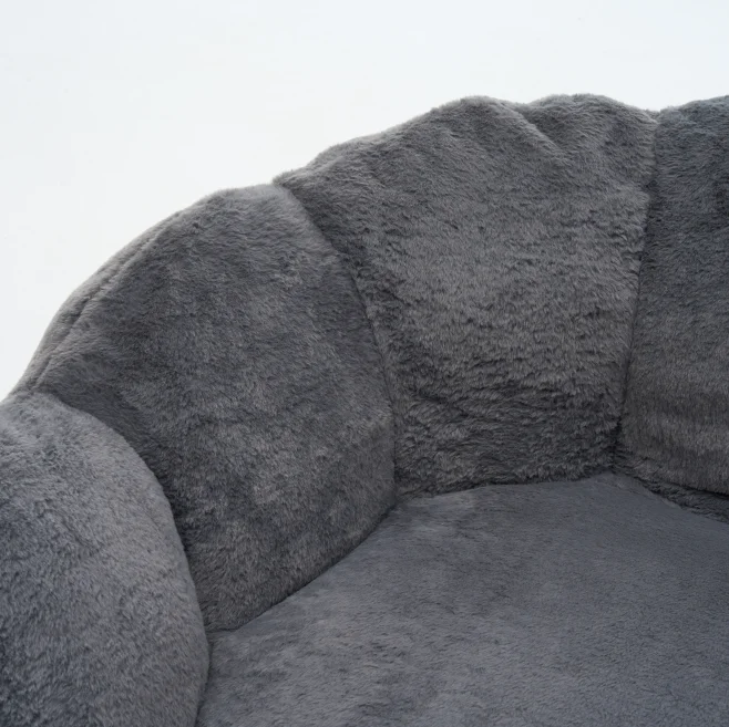 Large Petal Cloud Lounge Chair, Artificial Rabbit Velvet Lazy Sofa, Cozy Wrap-Arm Single Seat for Bedroom, Living Room & Gaming view 8