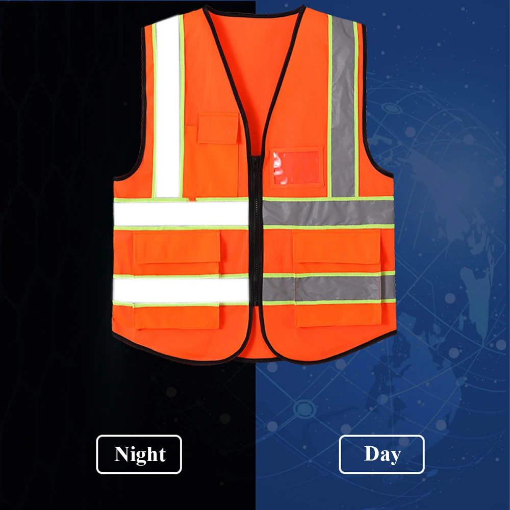 Roupas de trabalho com bolsos e zíper frontal Roupas de trabalho de construção para homens Roupas de trabalho de alta visibilidade