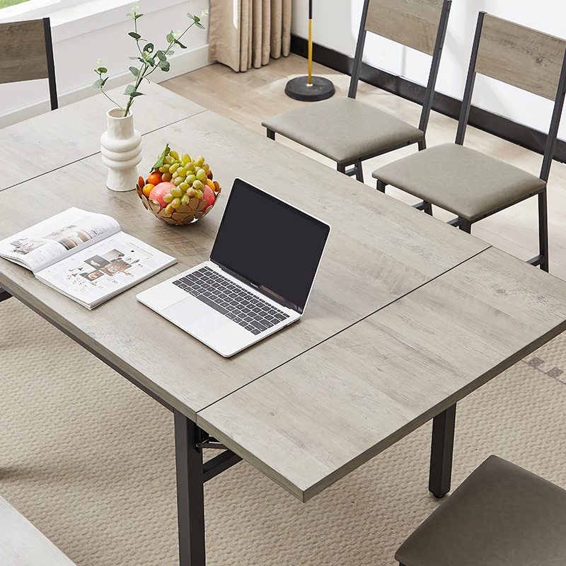 

Folding Dining Table, 1.2 inches thick table top, for Dining Room, Living Room, Grey, 63.2'' L x 35.5'' W x 30.5'' H.