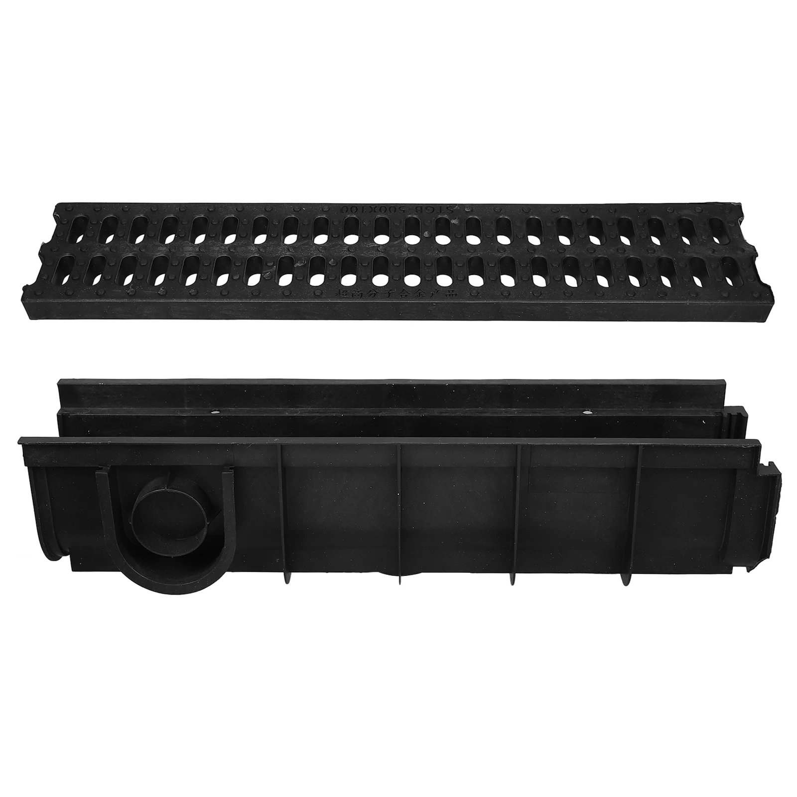 HDPE Resin U Shaped Trench Drain System 100cm Kitchen Bathroom Balcony Plastic Channel Grate Easy Installation Modern Design