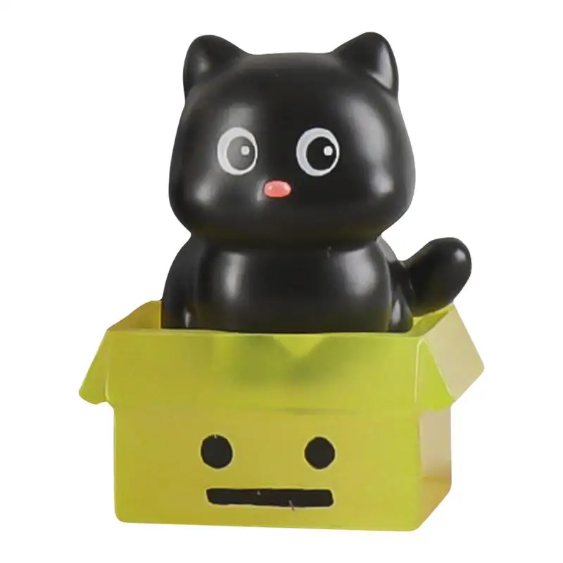 

Black Cat Figurines Cat Art Ornament Collectible Cat Display Decor Cartoon Cat Tabletop Decor Adorable For Kids Adults