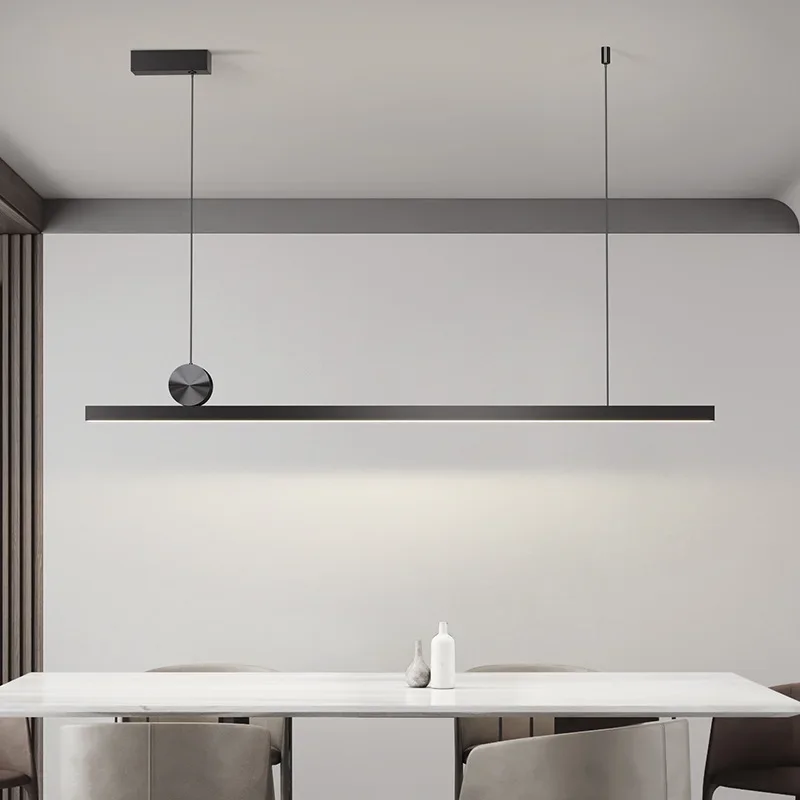 Imagem -03 - Minimalista Modern Led Pendant Light Lustre Preto Luminária Interior Sala de Jantar Lâmpadas Cozinha e Restaurante 120 cm 100cm