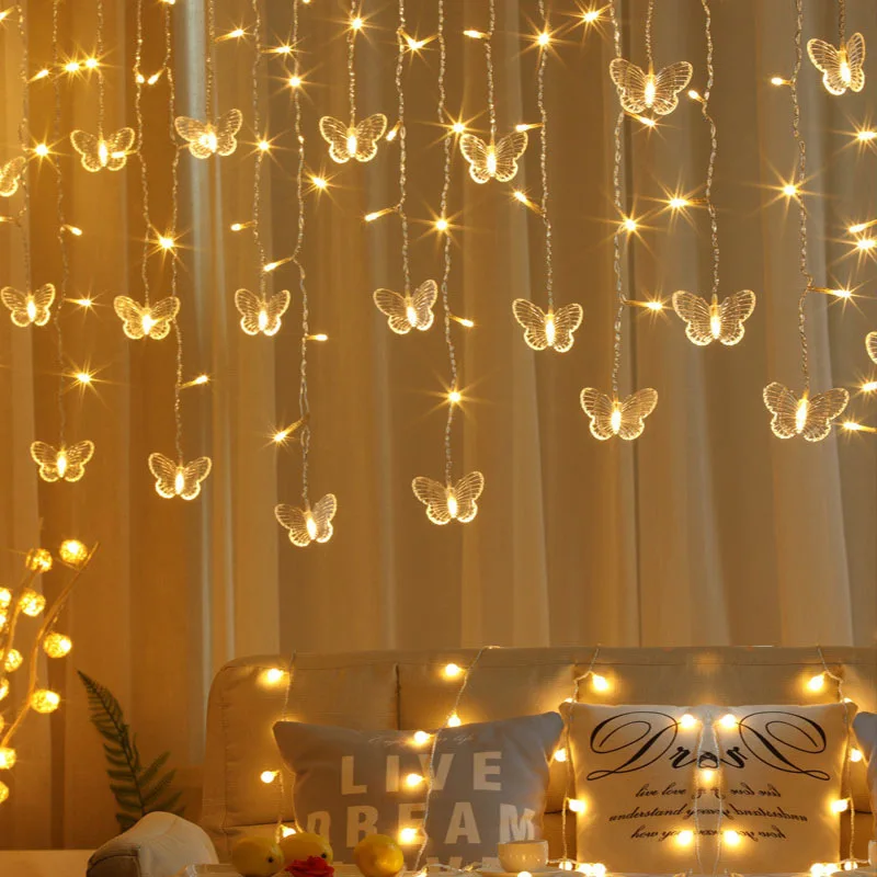 New Year Garland Snowflake Lights String Christmas LED Curtain Lights Outdoor Indoor Home Lighting Strings 110V/220V EU/US Plug