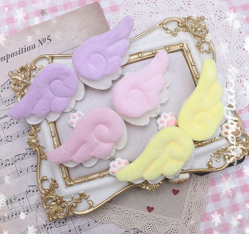 Cool Cute Girl's Hair Decor Hairpin Original Furry Double-layer Wings Cat's Claw Pendant  Y2K Accessories Hair Clip 1 Pair