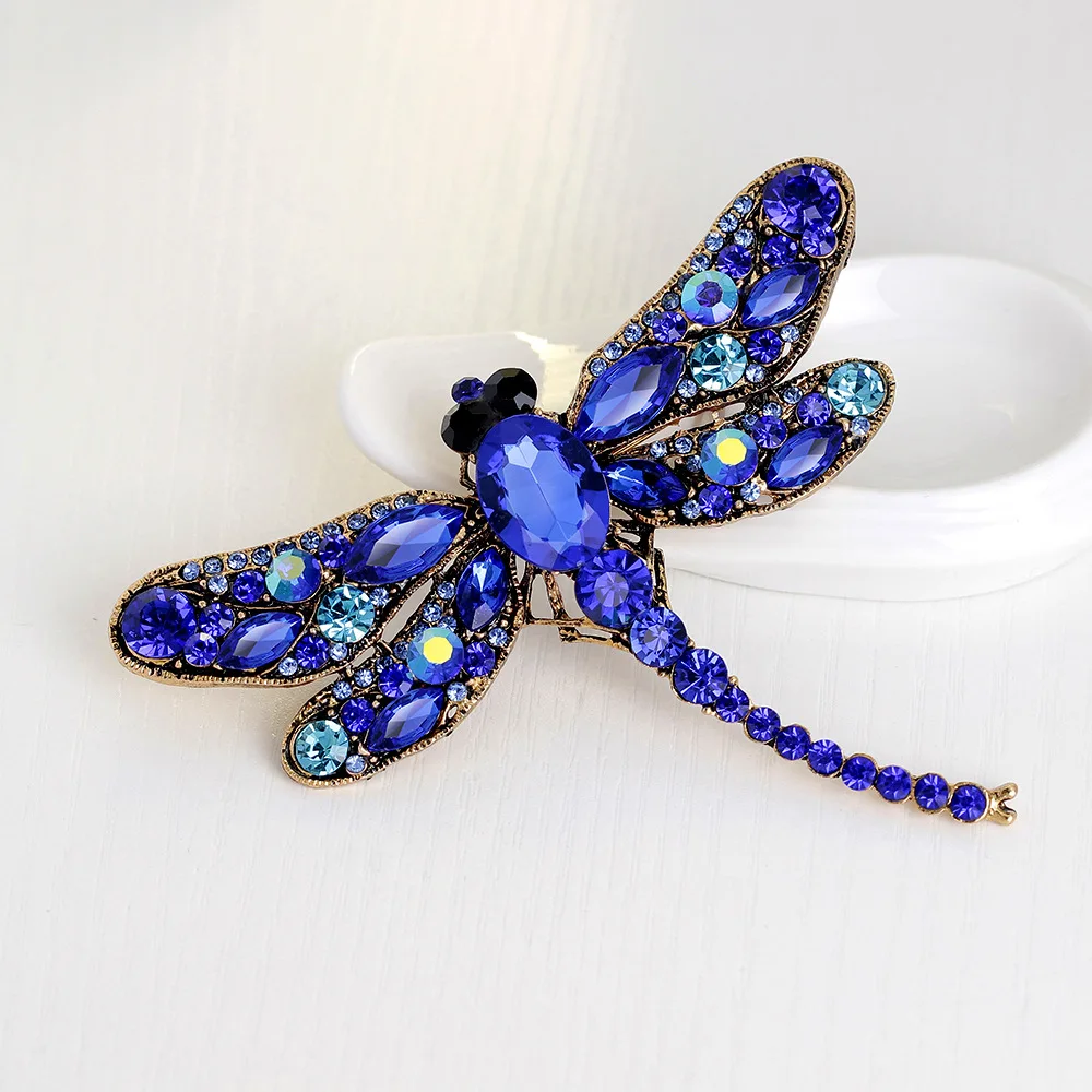 Creative Crystal European Vintage Breastpin Dragonfly Brooch Pin Point Drill Dragonfly Brooch Home Decoration Accessories
