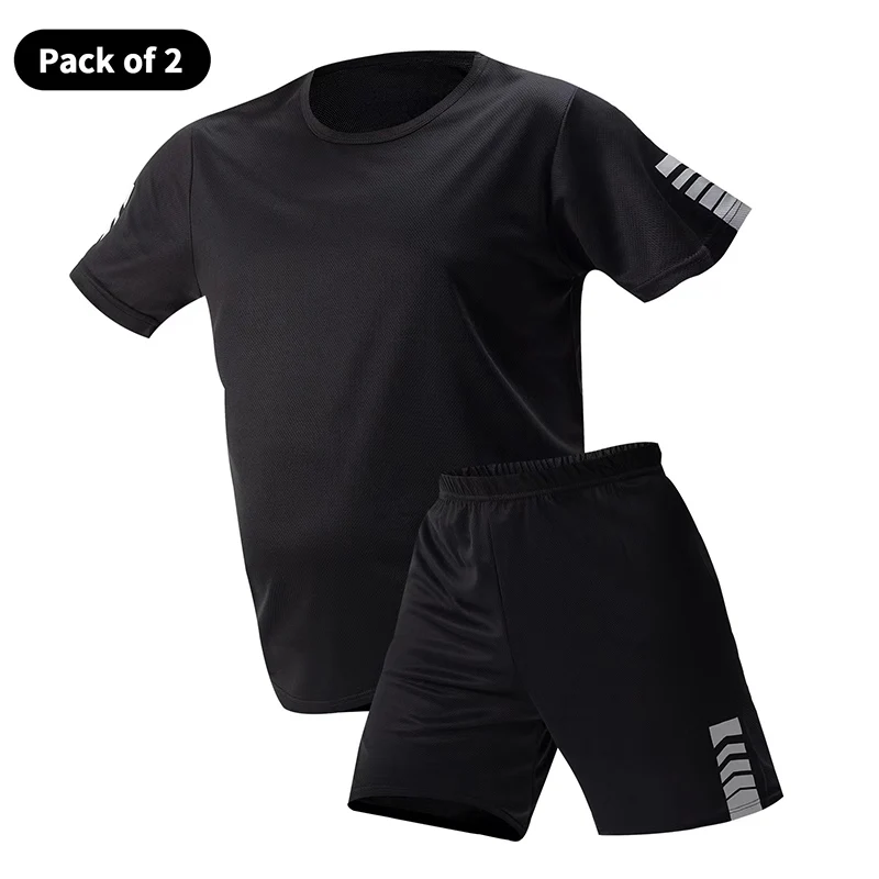 2-piece Suit Europe and America Large Size MEN\'S Short-sleeved Shorts Suit MEN\'S Summer Casual T-shirt Home Running Fitness Two-