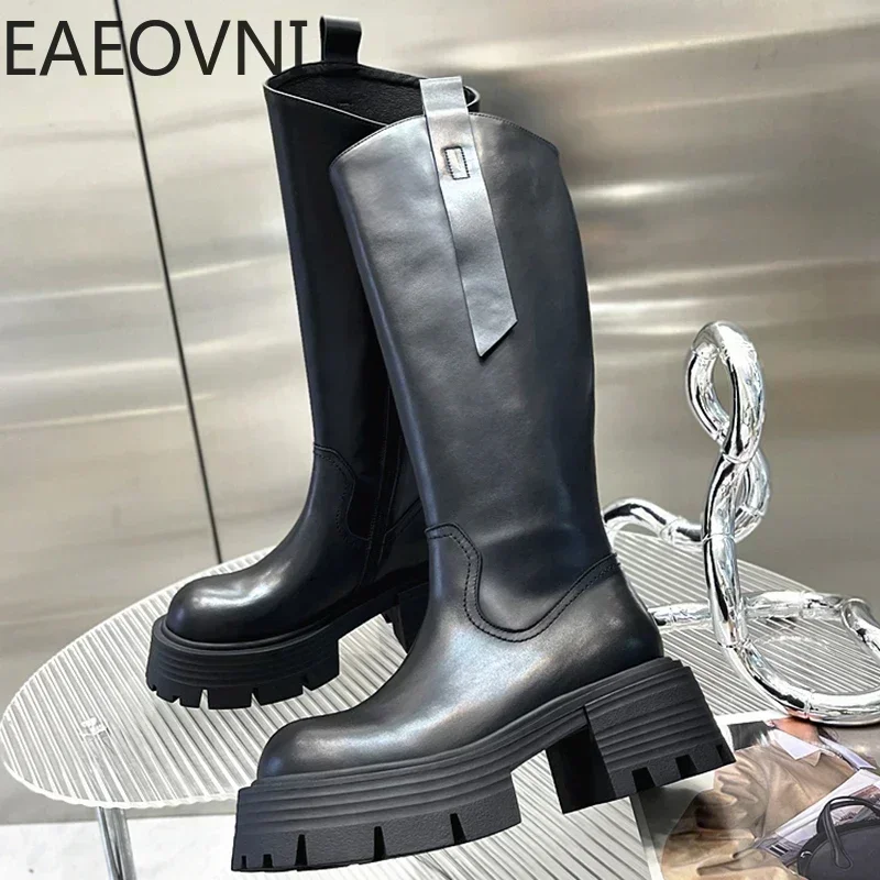 Winter Women Long Knight Boot Fashion Back Zippers Ladies Knee-High Boots Shoes Female Elegant Platform Thick Bottom Footwear