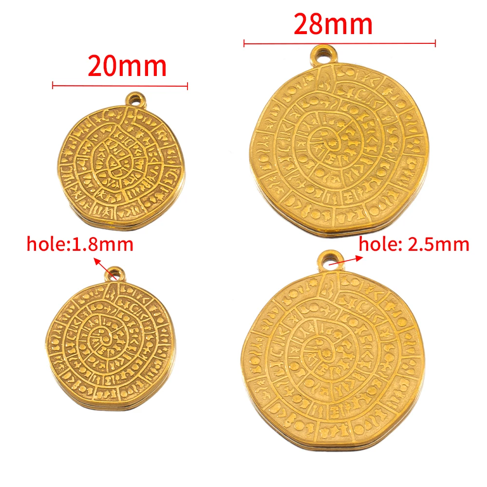 2 Stück runde Eigenschaften geprägtes kleines Muster Edelstahl Anhänger für DIY Halskette Armband Ohrring Schmuck Zubehör – Detail 1