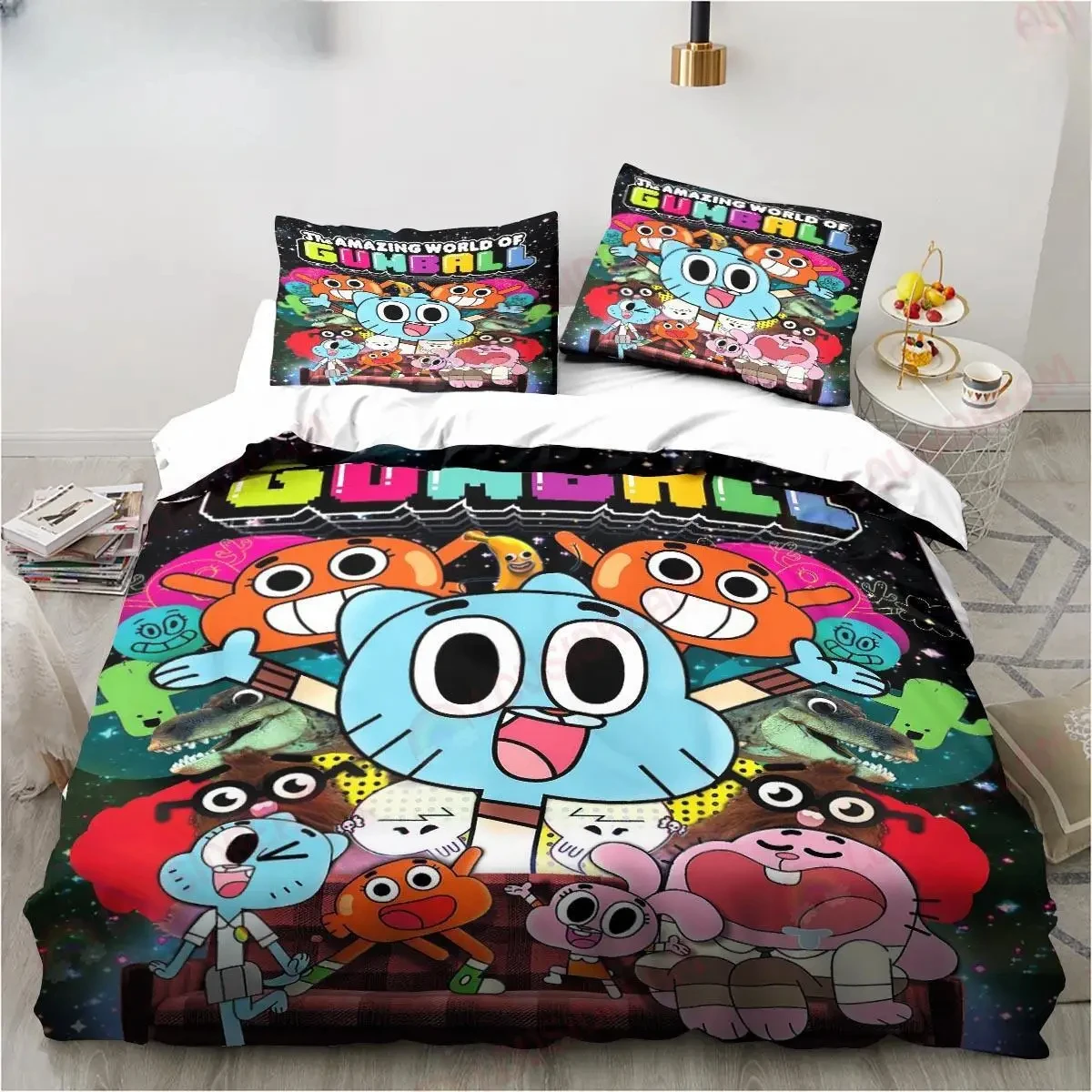 Cartoon Amazing World Bedding Set,Duvet Cover Comforter Bed Set Quilt Cover Pillowcase,King Queen Twin Size Boys Girls Adults