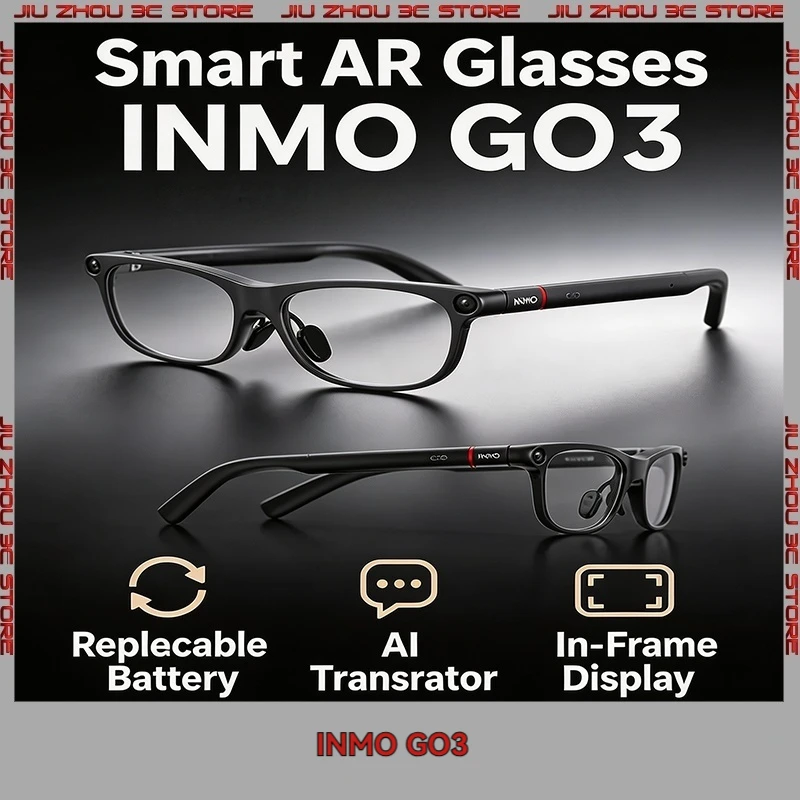 INMO GO 3 AI Smart Glasses Wireless Audio AR Eyewear Real-Time Translation Bluetooth Voice Assistant Headset for Travel Sports