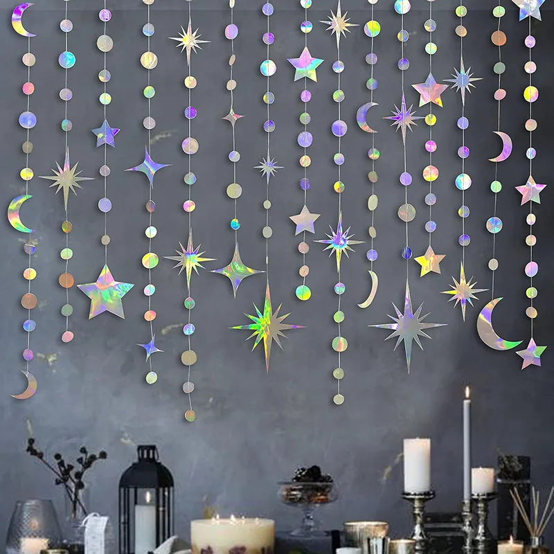 4M EID Ramadan Garland Moon Star Hanging Banner Streamer Party Backdrop For Birthday Baby Shower Islam Mubarak Party Decor 2024