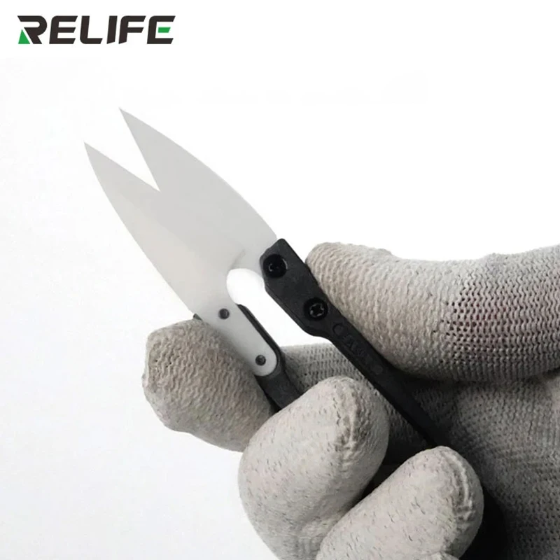 RELIFE RL-102 Insulated Ceramic U-Scissors For Battery Repair Anti-static Insulation Safety Scissors Hand Tools