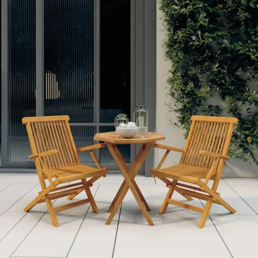 3-Piece Solid Teak Wood Patio Dining Set - Stylish Outdoor Furniture