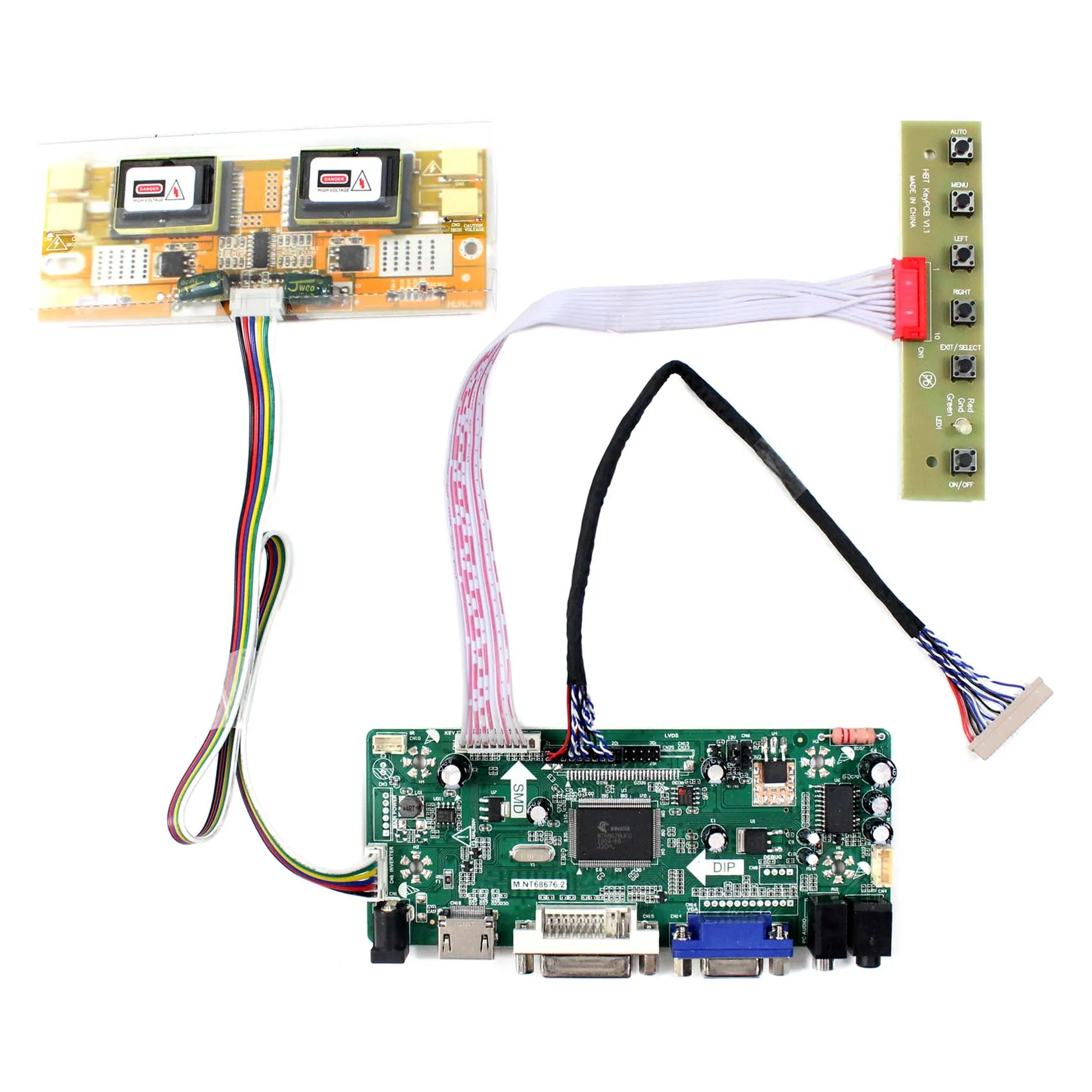 

HD MI DVI VGA LCD Controller Board M.NT68676 For 15" HT15X15-D01 1024x768 LCD Screen