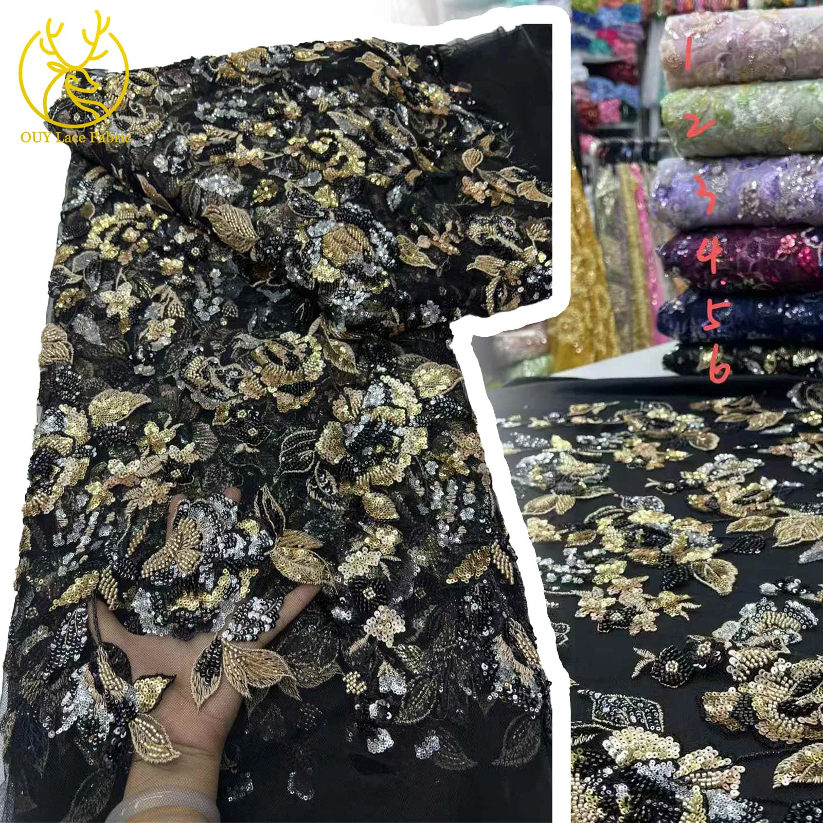 

African Groom Lace Fabric 2025 High Quality French Tulle Sequin Lace Fabric Nigeria Sewing Party Wedding Evening Dress 5 Yards