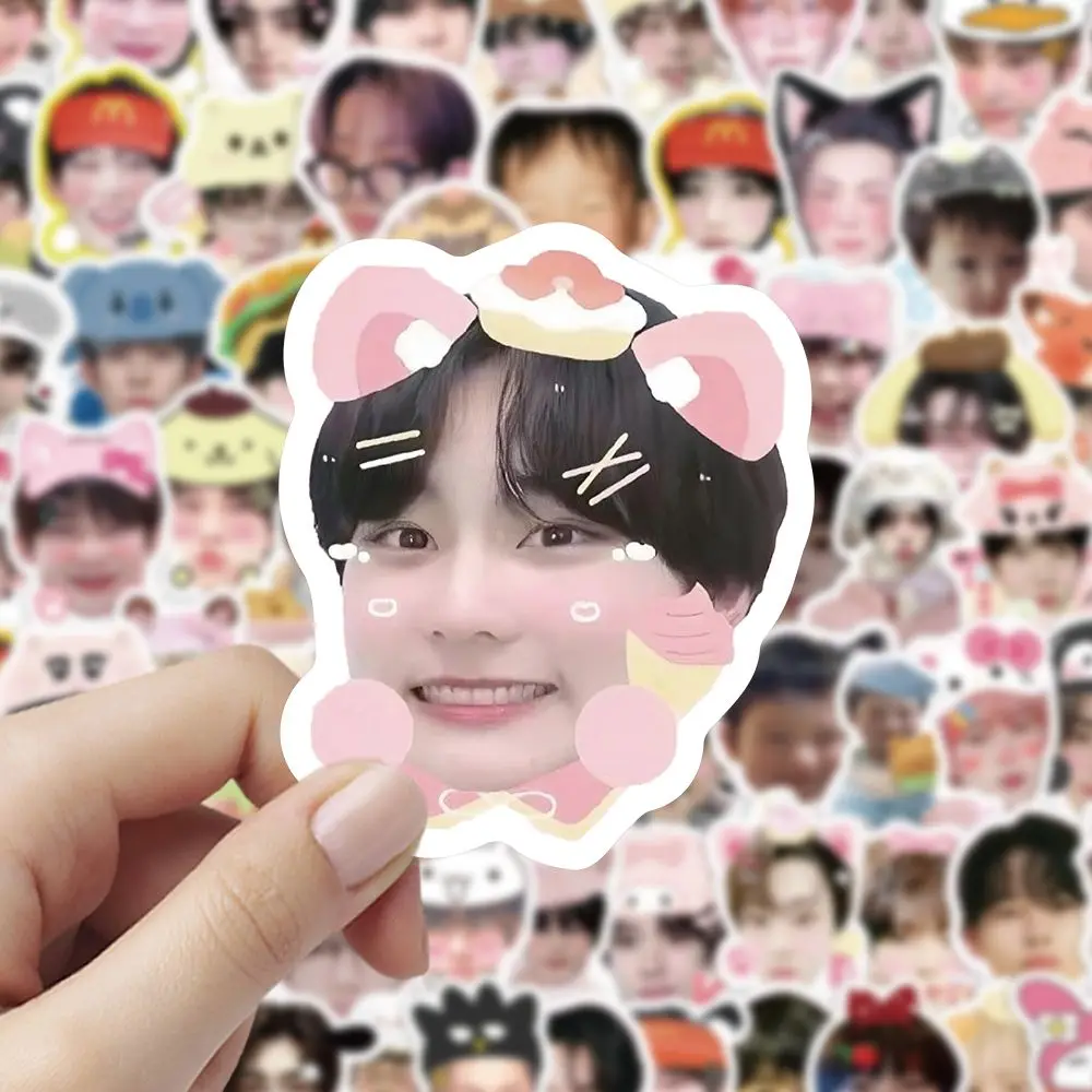 100pcs Kpop Korean Boy Band Photo Sticker Cute Big Head Stickers Kawaii Waterproof Photo Sticker Fans Collection