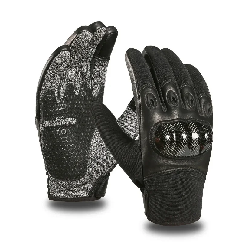 Breathable Full Finger Level 5 Anti Cutting Sheepskin Gloves Kevlar Anti Stabbing Carbon Fiber Shell Training Fans Men