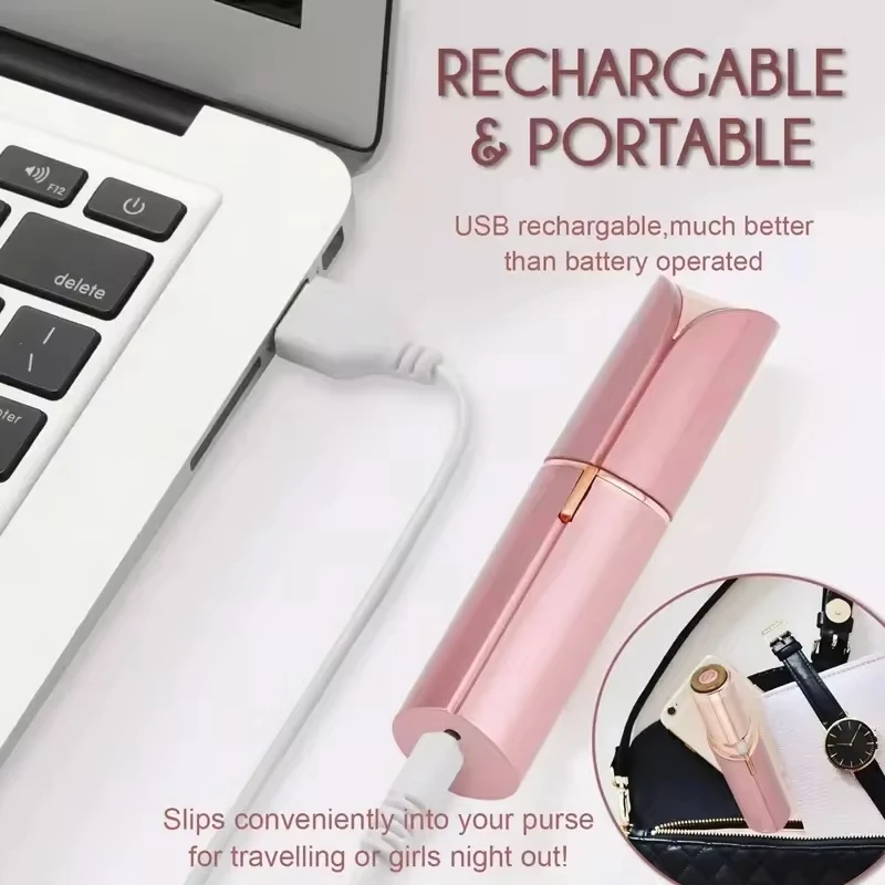 Xiaomi Portable Lipstick Shaped Women Electric Epilator Eyebrow Trimmer Painless Facial Hair Removal Shaver Small Epilator 2024