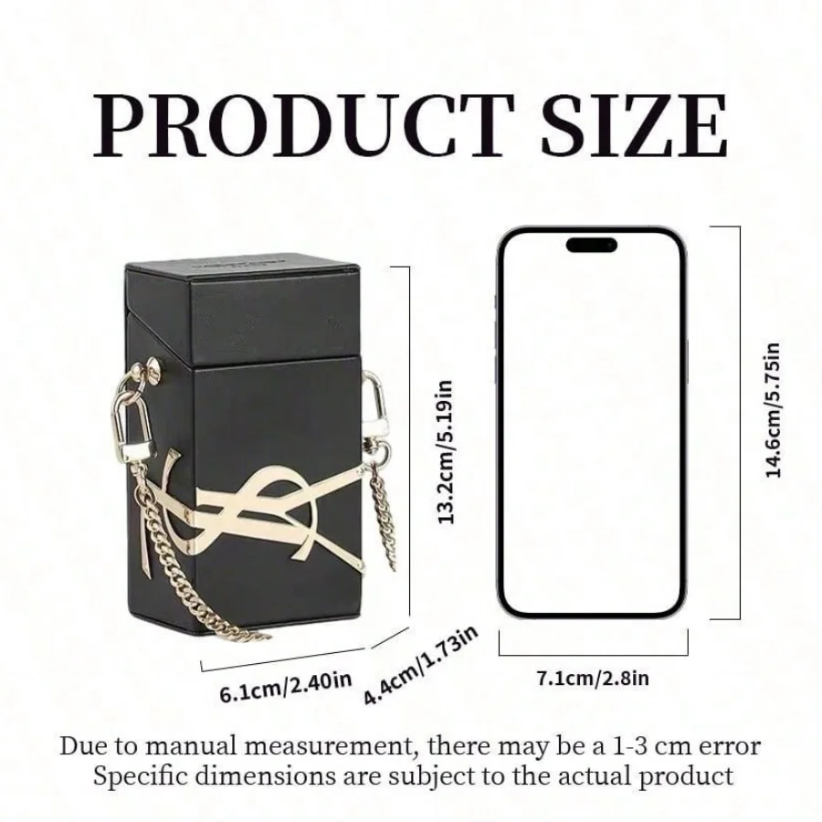 YSL Minimalist Elegant Black Shoulder Cosmetic Bag With Custom Cube Chain Design For Fashion Women Portable Daily Use Perfect Ho - view 6