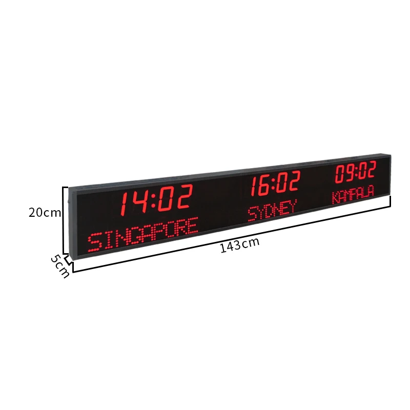 CP035 Programmable Led Time Zone Lettering Clock Digital Multiple Time Zone World Clock With Daylight Saving Time