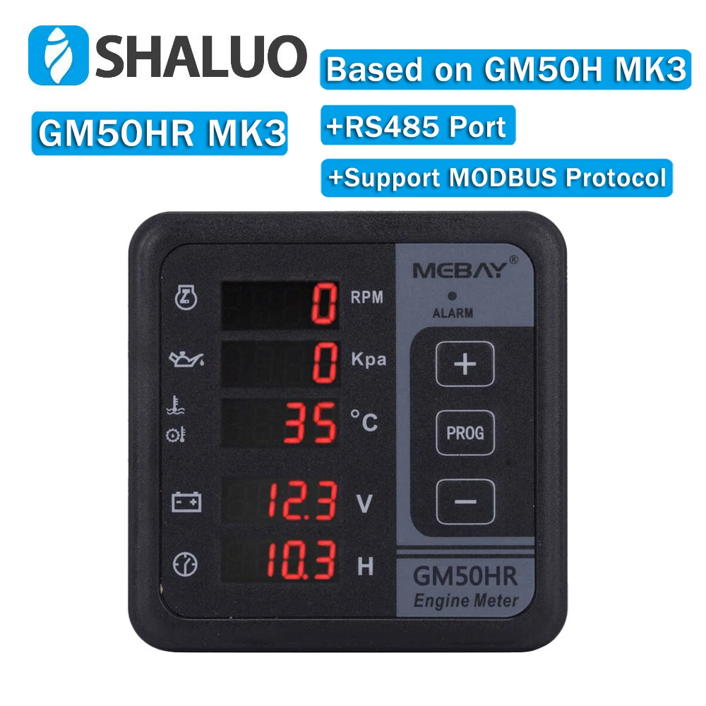 Mebay GM50H MK3 Engine Multi Function Digital Meter Diesel Generator Monitor with Water Temperature Sensor Oil Pressure Sensor