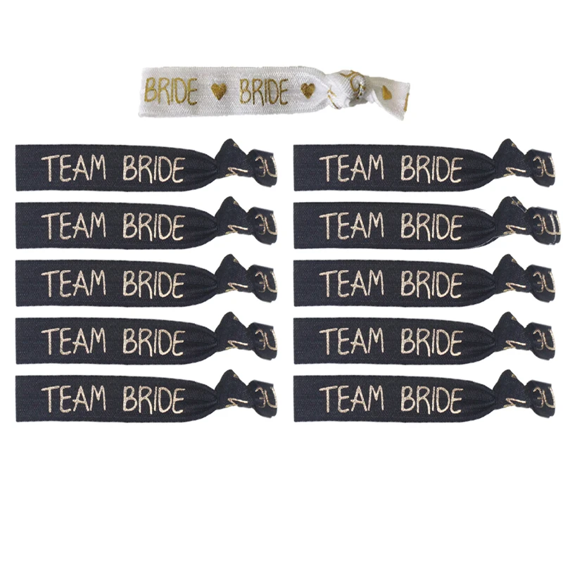 11pcs Team Bride Bachelorette Wristbands Bracelet Bride To Be Hair Ties Bachelorette Hen Party Wedding Bridal Shower Supplies