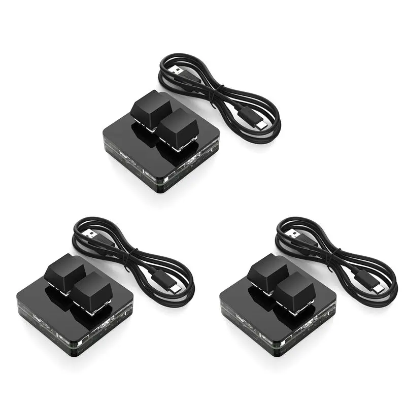 Superior-3X Custom Mini Keyboard 2 Key RGB Macro OSU Keypad Programmable Mechanical Keyboard For Gaming Working, Black Type A