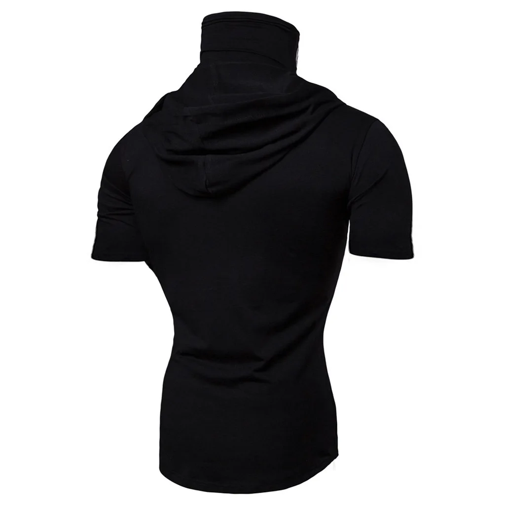 Personalized mask, elastic fitness men's ninja suit, hooded short sleeved T-shirt, face mask