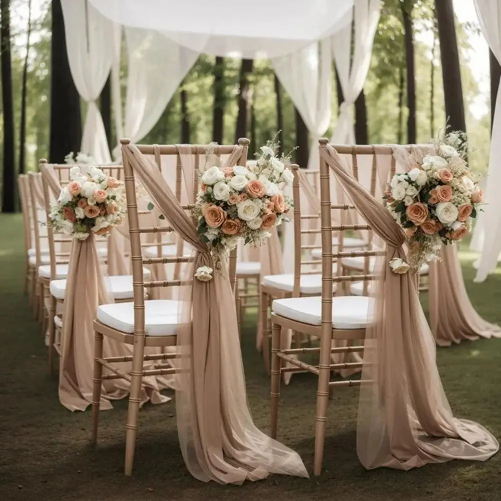 

Свадебные украшения для прохода, шифоновые пояса для стула, 9 футов, драпирующаяся ткань без морщин для церемонии, приема, вечеринки, украшения дома