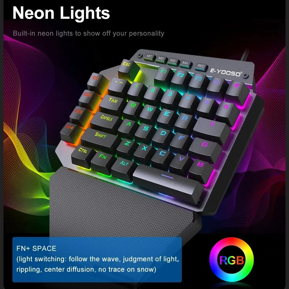 

Wired mechanical keyboard RGB one-handed gaming keyboard 44 keys programmable keyboard laptop computer game console