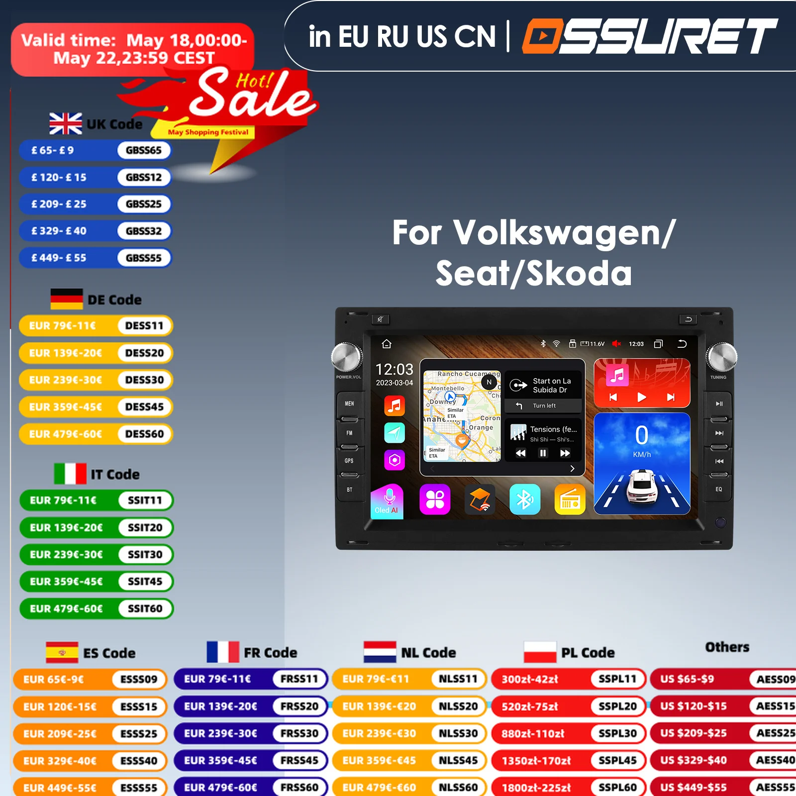 7inch AI Car Carplay 4G Android Car Radio Multimedia for VW Golf 4 Passat POLO Transport T5 Multivan Seat Jetta Video Player GPS
