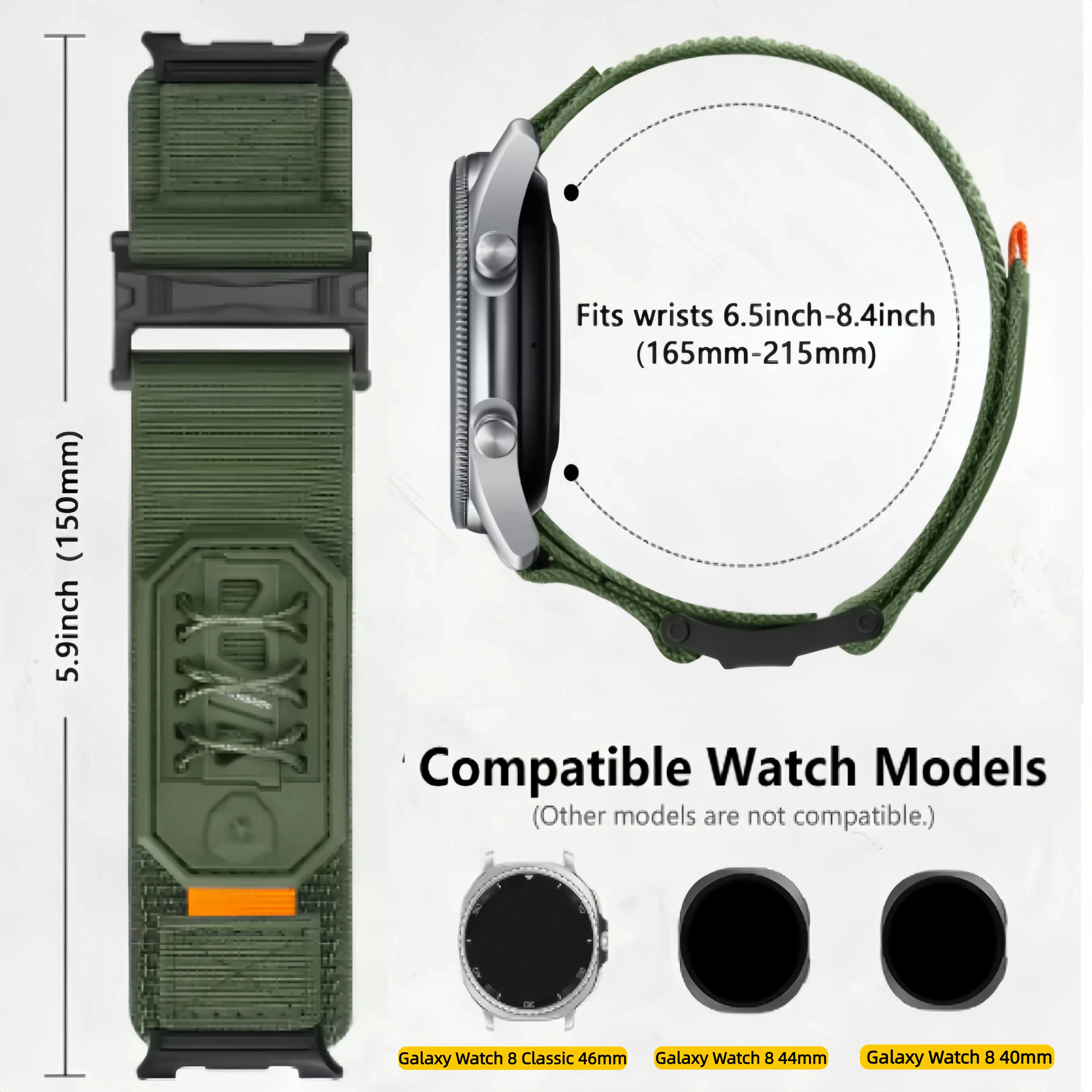 47 mm nylon horlogeband voor Samsung Galaxy Watch 8 40 mm / 44 mm / 46 mm speciale nylon lusbanden armband correa
