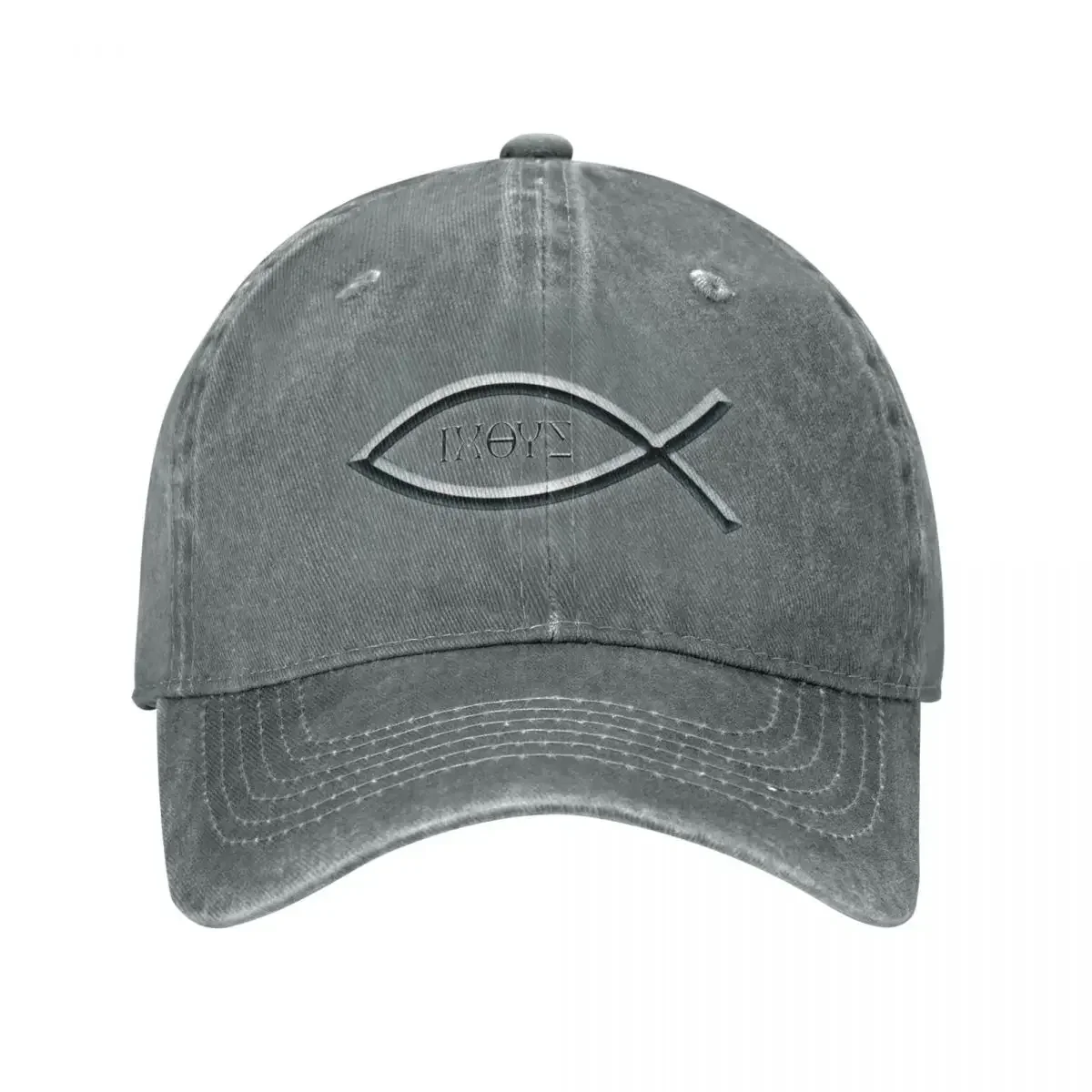 Silver Ichthys Christian Fish Symbol Baseball Cap Anime Hat fishing hat |-F-| For Girls Men's